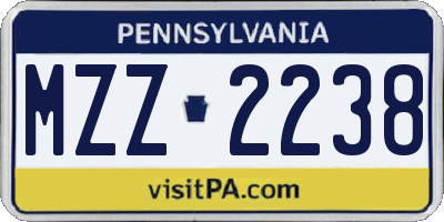 PA license plate MZZ2238