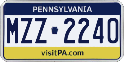 PA license plate MZZ2240