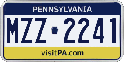 PA license plate MZZ2241