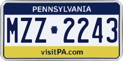 PA license plate MZZ2243
