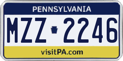 PA license plate MZZ2246