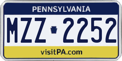 PA license plate MZZ2252
