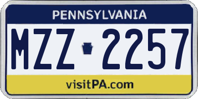 PA license plate MZZ2257
