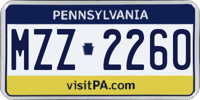 PA license plate MZZ2260