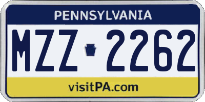 PA license plate MZZ2262