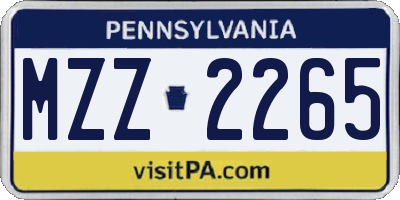 PA license plate MZZ2265