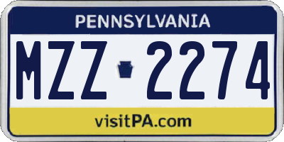 PA license plate MZZ2274