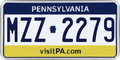 PA license plate MZZ2279