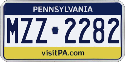 PA license plate MZZ2282