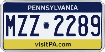 PA license plate MZZ2289
