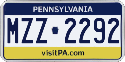 PA license plate MZZ2292