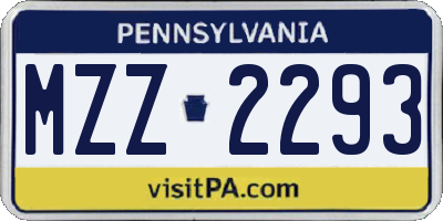 PA license plate MZZ2293