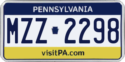 PA license plate MZZ2298