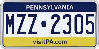 PA license plate MZZ2305