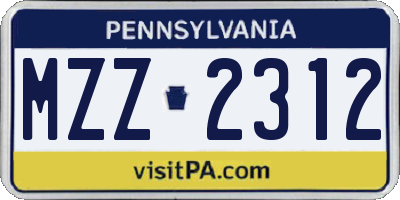 PA license plate MZZ2312