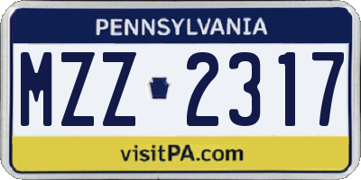 PA license plate MZZ2317