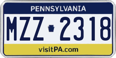 PA license plate MZZ2318