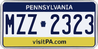 PA license plate MZZ2323