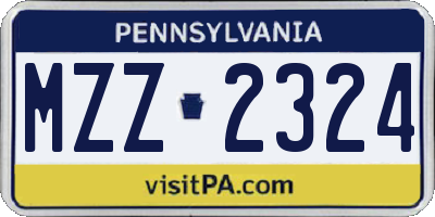 PA license plate MZZ2324