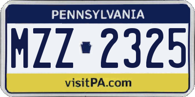 PA license plate MZZ2325