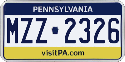 PA license plate MZZ2326