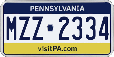 PA license plate MZZ2334