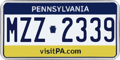 PA license plate MZZ2339