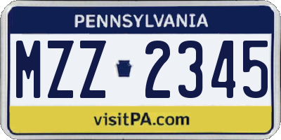 PA license plate MZZ2345