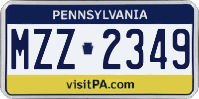 PA license plate MZZ2349