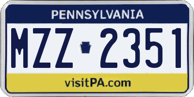 PA license plate MZZ2351