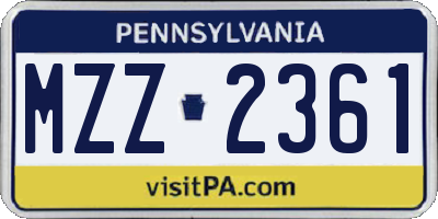 PA license plate MZZ2361