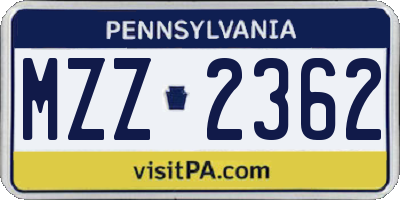 PA license plate MZZ2362