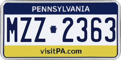 PA license plate MZZ2363