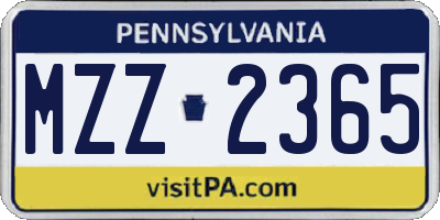 PA license plate MZZ2365