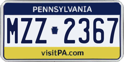 PA license plate MZZ2367