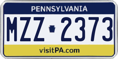 PA license plate MZZ2373