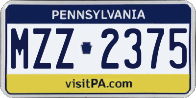 PA license plate MZZ2375