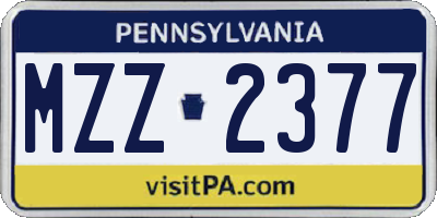 PA license plate MZZ2377