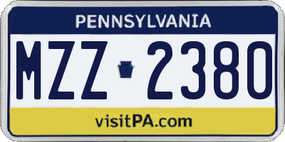 PA license plate MZZ2380