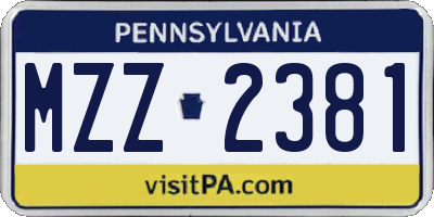 PA license plate MZZ2381