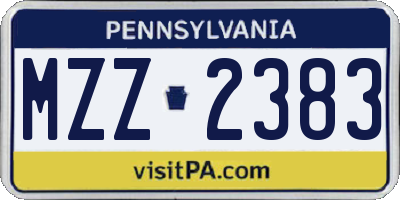 PA license plate MZZ2383