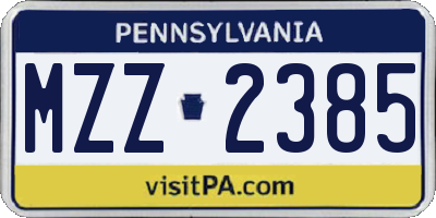 PA license plate MZZ2385