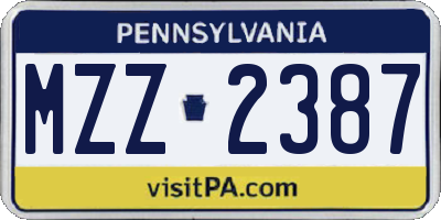 PA license plate MZZ2387