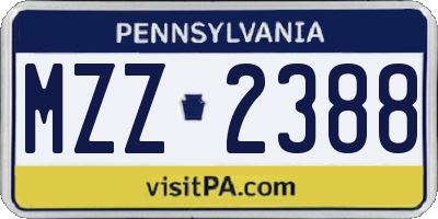 PA license plate MZZ2388