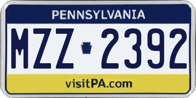 PA license plate MZZ2392