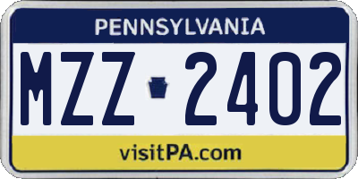 PA license plate MZZ2402