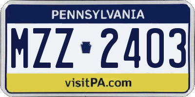 PA license plate MZZ2403