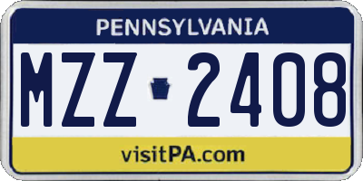 PA license plate MZZ2408