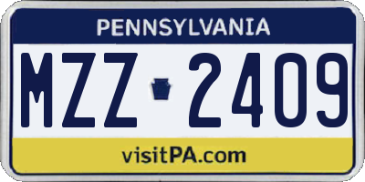 PA license plate MZZ2409