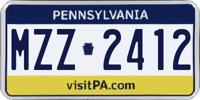 PA license plate MZZ2412
